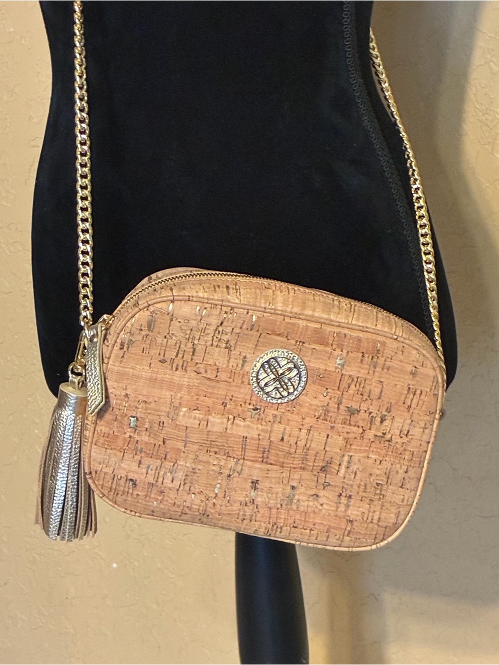 NWT LILLY PULITZER DESSA CORK CROSSBODY BAG *METALLIC* GOLD HARDWARE